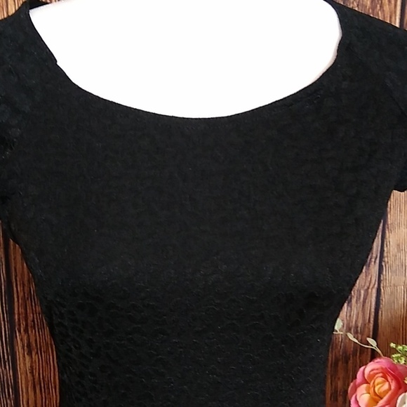 BLACK on Black Leopard Print Dress Size Medium - Heart & Soul - Picture 2 of 9